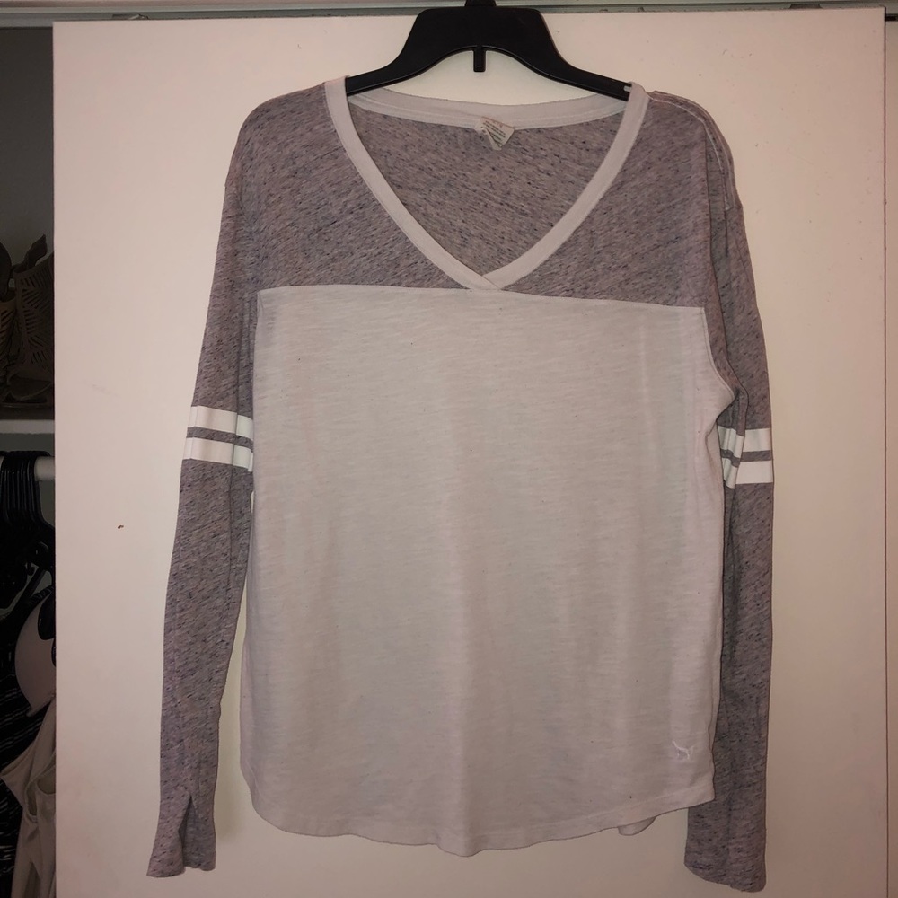 PINK loose long sleeve baseball style tee!